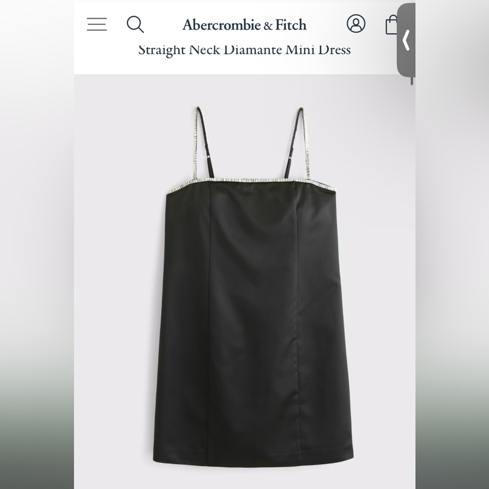 ABERCROMBIE STRAIGHT NECK DIAMANTÉ SATIN MINI DRESS XS NWT